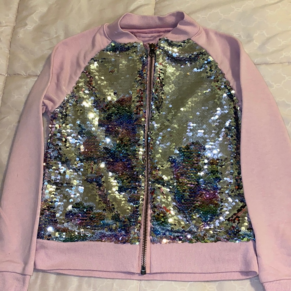 Flip sequin zip up jacket